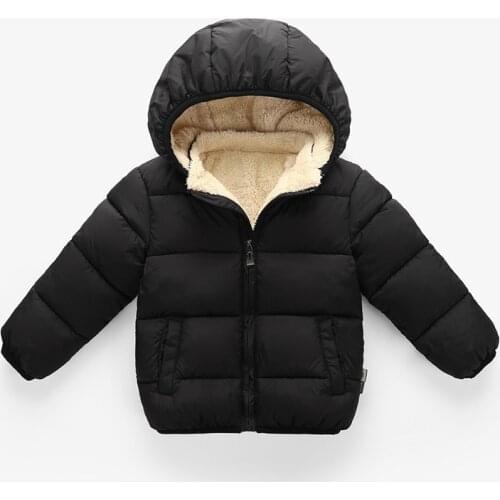Girl Boys Hooded Jacket Parkas Outerwear Autumn Winter Plus Velvet Red Green Blue Black Navy Blue 1 2 3 4 5Y Kids Clothes Coat