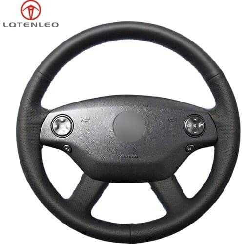LQTENLEO Black PU Artificial Leather Car Steering Wheel Cover For Mercedes Benz S-Class S300 350 500 600 2006-2009 CL500 600
