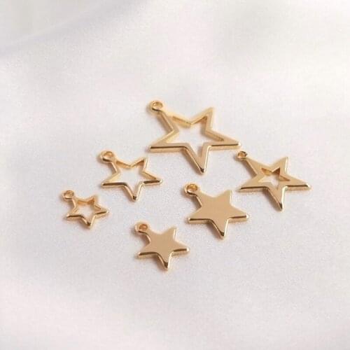 Copper Bright Star Charms Pendants DIY Jewelry Making Findings Jewellery Fitting Accessories