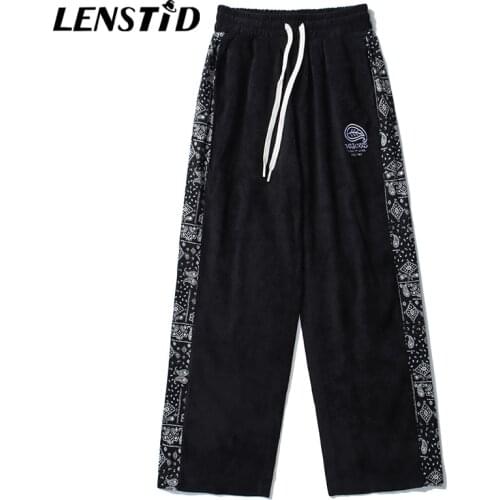 LENSTID Men Hip Hop Corduroy Baggy Jogger Pants Vintage Patchwork Harajuku Streetwear Sweatpants Casual Summer Track Trousers