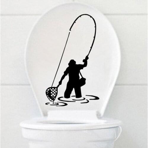 Fly Fishing Fisherman Funny wall Sticker Toilet Decal Creative Home Decoration 4WS0093