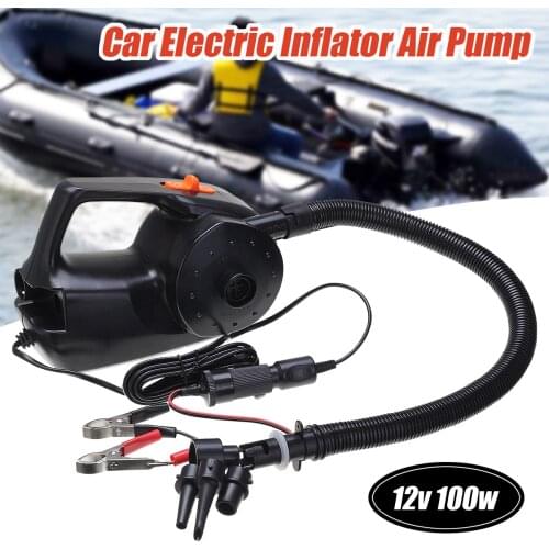 12V 100W Car Electric Inflator Air Pump for Inflatable Kayak Boat Swimming Pool 4KPA-5KPA