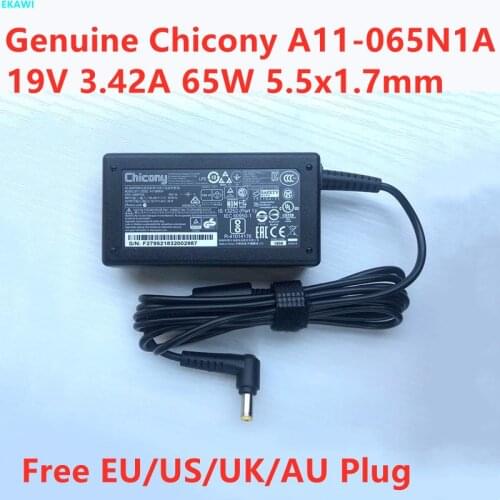 Genuine CHICONY 19V 3.42A 65W 5.5x1.7mm A11-065N1A AC Adapter For Gateway MS2273 MD7820U NV53 ACER S3 MSI Laptop Power Charger