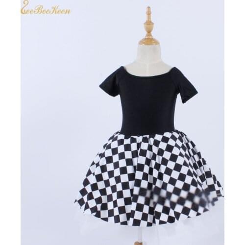 Girl Tutu Ballet Dress Child Black and white Plaid Ballet Tutu Dress Professional Ballet Dance Dress Stage performance Costume