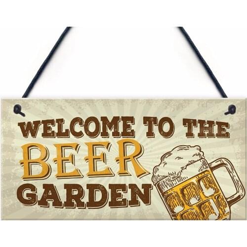 Meijiafei Beer Garden Bar Sign For Garden Pub Man Cave Sign Shed Hanging Plaque Alcohol Beer Friendship Gift 10" x 5"