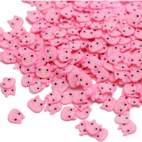 Polymer Clay Pig Animal Slices Supplies Pink Pig Slices Sprinkles Mini Pink Pig Clay Slices polymer clay sprinkles