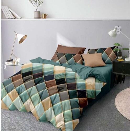 Luxury 3pcs Bedding Set Geometric Printing 1pc Duvet Cover +2pcs Pillowcase Soft Brushed Fabric Quilt Cover with Pillowcase
