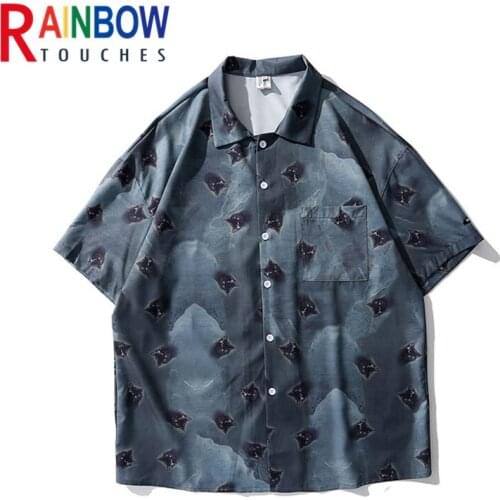 Rainbowtouches Hip Hop High Street Loose Casual Printing Street Wear 100%Polyester Couple Shirts