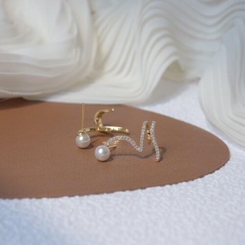 14k Real Gold Plated Fashion Jewelry Crystal Pearl Irregular Exquisite Stud Earrings for Woman Holiday Party Elegant Earring