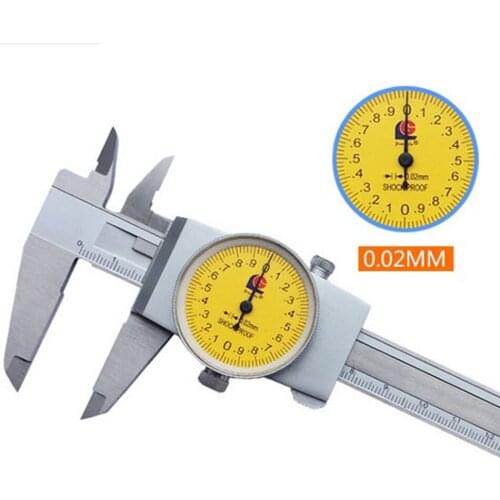 Dial Caliper 0-150/0-200/0.02 Vernier Gauge Paquimetro Ferramentas Measuring Tools Metalworking Stainless steel Chromepl