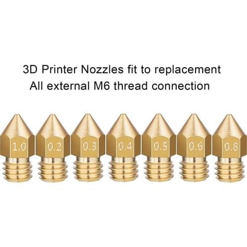 MK7 MK8 Nozzle 0.4mm 0.3mm 0.2mm 0.5mm Copper 3D Printers Parts Extruder Threaded 1.75mm 3.0mm Filament Head Brass Nozzles Part