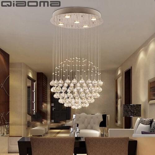 Modern Large Crystal Chandeliers Light Fixture for Lobby Staircase Chandelier Long Spiral Crystal Light Lustre Ceiling Lamp