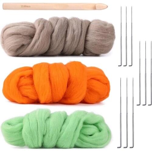 Nonvor Wool Roving Felt Needle Starter Yarn Roving Kit Spinning Handicraft Needlework Accessories Spinning Weaving Doll Making