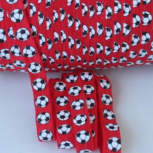Sports FOE(red), Football Printed Ribbon Elastic, Super Quality Fold Over Elastic FOE, Factory Outlet FOE, 50 yards per lot