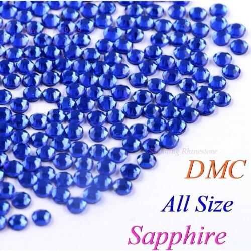 DMC Sapphire SS6 SS10 SS16 SS20 SS30 Mixed Size Glass Crystals Hotfix Rhinestone Iron-on Rhinestones Shiny DIY Garment With Glue
