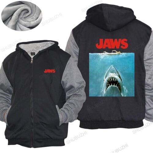 Homme hoodies winter men thick hoody Jaws Movie Vintage Poster Licensed Adult hoodies Fleece hoody unisex jacket drop shipping
