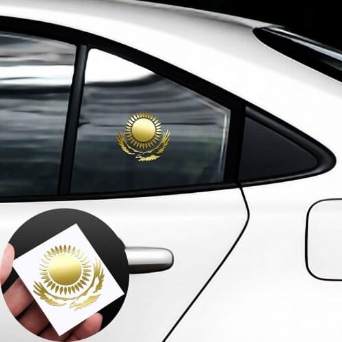 1x Car Sticker Golden Sun Eagle Nickel Metal Stickers For Kazakhstan Mobile Phone Car Body Windows Auto Stying Decorations