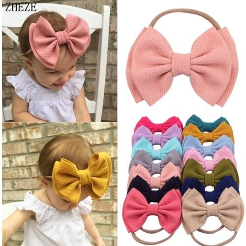 10pcs/lot 2020 Trendy 6" Big Solid Waffle Hair Bow Headband DIY Elastic Nylon Hairband Fashion Spring Photo Pro Hair Accessories