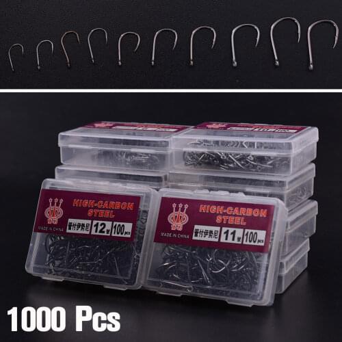 1000Pcs 10 size Fishhooks Jig Bait Sharpened Fishing Hooks Set Single Circle Fishhook Tackle Accessories Sharp Fishing Hooks