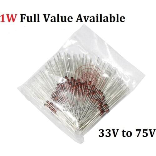 50PCS 1N4758A/56V 1N4759A/62V 1N4760A/68V 1N4761A/75V 1N4752A/33V 1N4753A/36v 1N4754A/39V 1N4755A/43V 1N4756A/47V 1N4757A/51V 1W