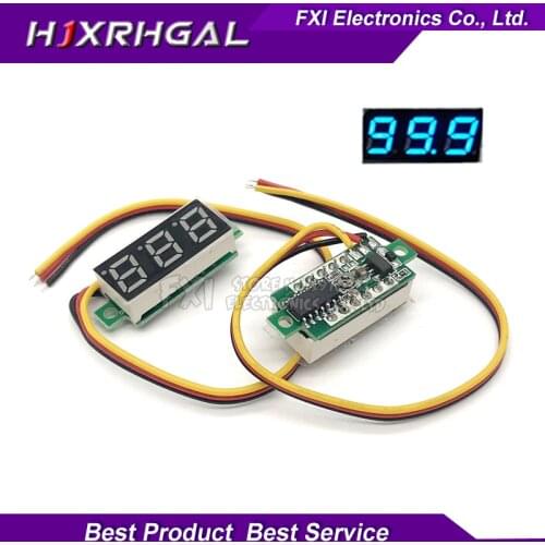 2pcs 0.28 inch ultra small blue digital DC digital voltmeter display adjustable head triplet battery voltmeter DC0-100V
