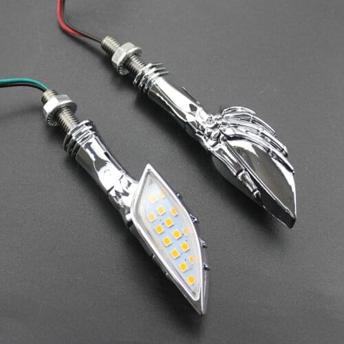 2x Motorcycle LED Skull Turn Signal Light Indicator Blinker For Honda Suzuki Ducati Cruiser Bobber Chopper Touring
