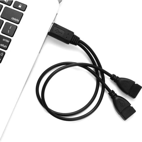 2Pcs USB 2.0 A Male to 2 Female Y Splitter Power Cord Adapter Extension Cables