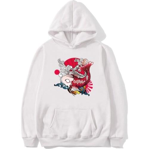 2019 Hoodie Men Long Sleeve Hooded Hoodie National Tide Carp Drawstring Fleece Jacket Sweatshirt Japanese Streetwear