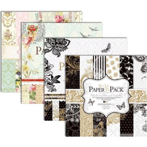 24pcs 12inch Scrapbook Paper Pad Vintage Paper Pack Pattern Metal Background Paper DIY Happy Planner Card Making Diary Project