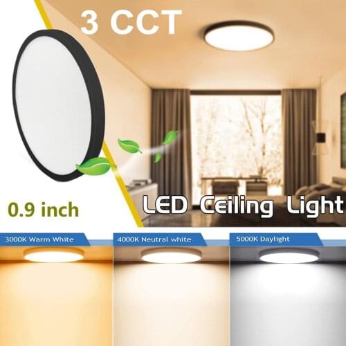 3CCT Changeable Round Ceiling Led Light Black Shell 3000K 4000K 6000K Color Lights For Bethroom Baby Room Bedroom