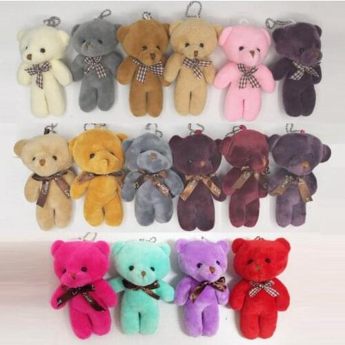 5pcs Full 8Colors - HOT Wedding Love Bowknot Bear Stuffed Animal Plush Toy Doll , Gift Key chain bear baby toys 11cm