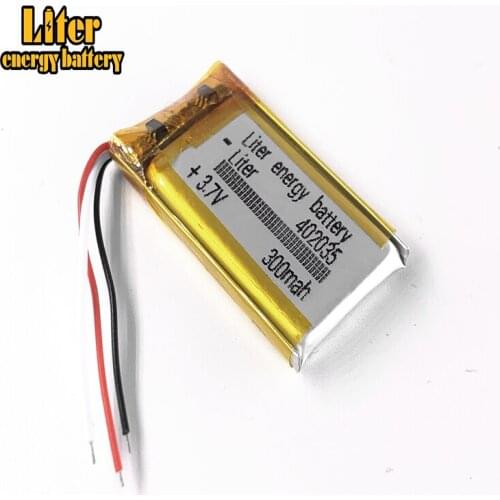 5pcs/lot 3 line Good Qulity 3.7V,300mAH,402035 Polymer lithium ion / Li-ion battery for TOY,POWER BANK,GPS,mp3,mp4