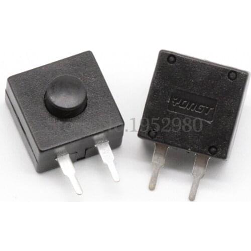 50PCS Flashlight Torch Part 1212-112YB Side 2 Pin Push Button Switch for Electric Torch DC 30V 1A Black