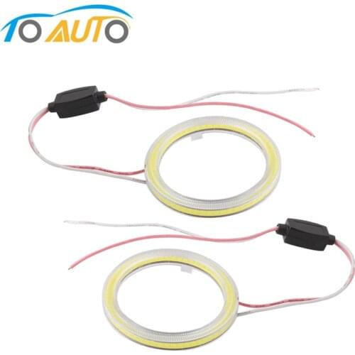 1 pair Car COB Angel Eye Lights Waterproof Halo Rings Fog Lamp White 70mm 60 Chips Led Day Lights Motorcycle Car-styling