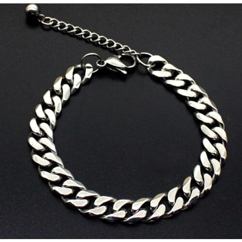 Beads bracelet men wholesale stainless steel cuba link men bracelet chain on hand chain bracelet hip hop couple bracelet punk