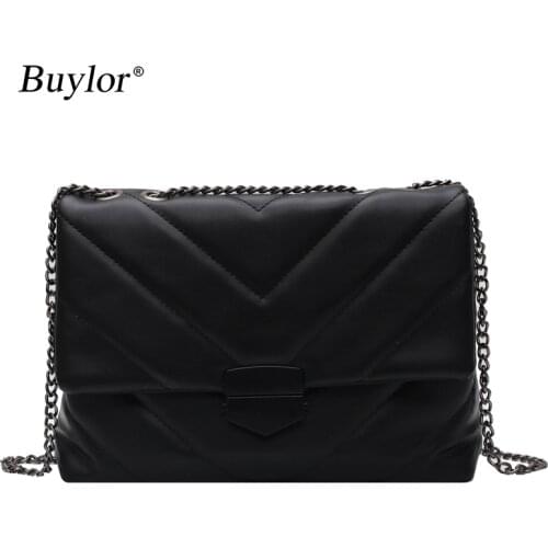 Buylor Women Shoulder Bag Designer Thread Embroidery Crossbody Bags Vintage Chain Messenger Bag Retro Trend Totes Handbags