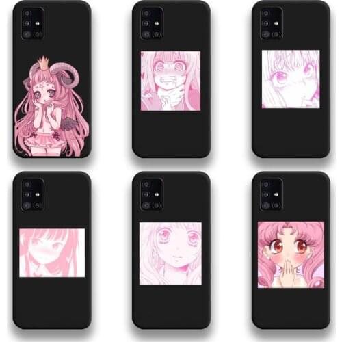 Hot Pink Manga Cute Japanese Anime Girl Phone Case For Samsung Galaxy A21S A01 A11 A31 A81 A10 A20E A30 A40 A50 A70 A80 A71 A51