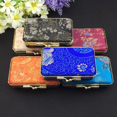 Floral Silk Brocade Merry Christmas Gift Candy Chocolate Box Wedding Party Favor Mirror Travel Jewelry Packaging Case