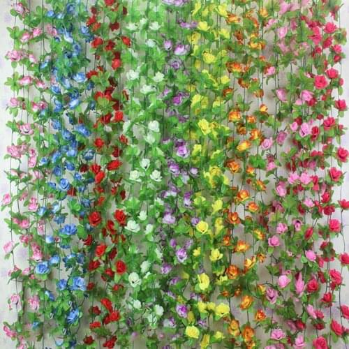 European Style Garden Home Wedding Party Decor Fake Flower Garland Artificial Rose Blossom Vine