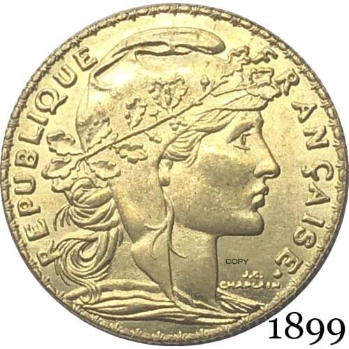 France Third Republic 1899 20 Francs Gold Copy Coin Brass Metal Liberte Replica Production Coins