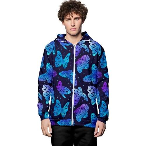 Hooded Zipper 2020 New Fashion Butterfly 3D Spring and Autumn Printing Youth Men and Women Cn(origin) Sidno