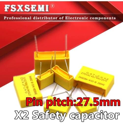 5pcs/lot X2 Safety capacitors 27.5mm 275VAC 275V 1.2uf 2uf 2.2uf 3.3uf 1.5uf 1uf 1000nF 1200nf Polypropylene film capacitor