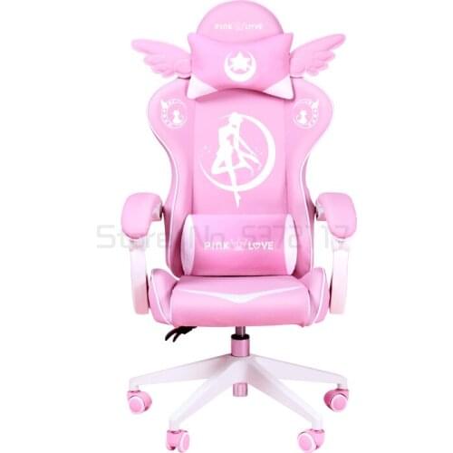 Cute pink E-sports chair girls can go to the computer chair, home fashion and comfortable live broadcast chair