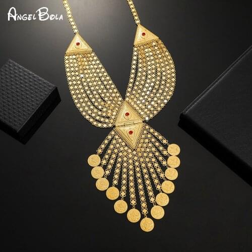 Fashion Arabian Women Persian Luxury Jewelry Gold Necklace Islamic Muslim Charm Lady Necklace Wedding/Birthday/Entry Gift