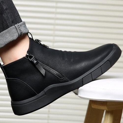 Men Shoes Genuine Leather Wool Lining Winter Super Keep Warm Outdoor Ankle Boots Snow Boots Mens Chelsea Shoe Casual Shoes