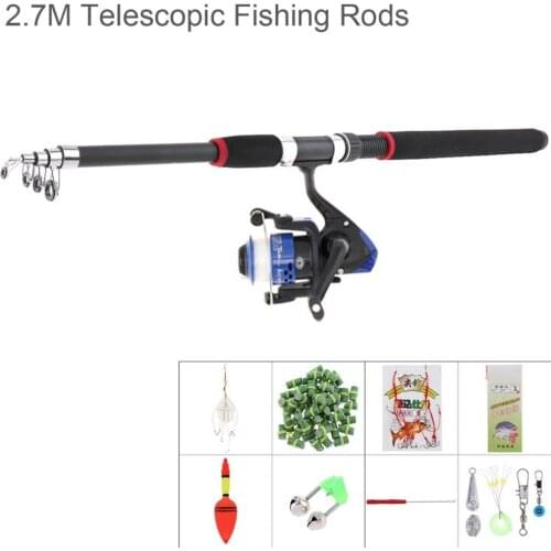 2.1m 2.4m Fishing Rod Reel Line Combo Full Kits Spinning Reel Pole Set with Carp Fishing Lures Fishing Float Hooks