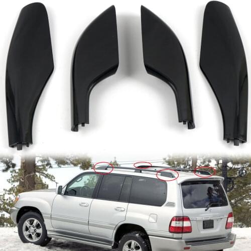 For Toyota For Toyota Land Cruiser LC100 FJ100 1998-2004 2005 2006 2007 ABS silver Roof Rack Bar Rail End Protection Cover Shell