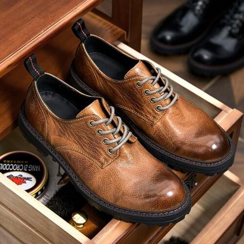 New Arrival Business Man Casual Round Toe Leather Shoes Light Brown Fashion Men Oxfords US 6-9
