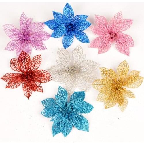 15CM 6colors available Christmas tree decorations flower high quality Xmas flower decoration artificial poinsettia flower