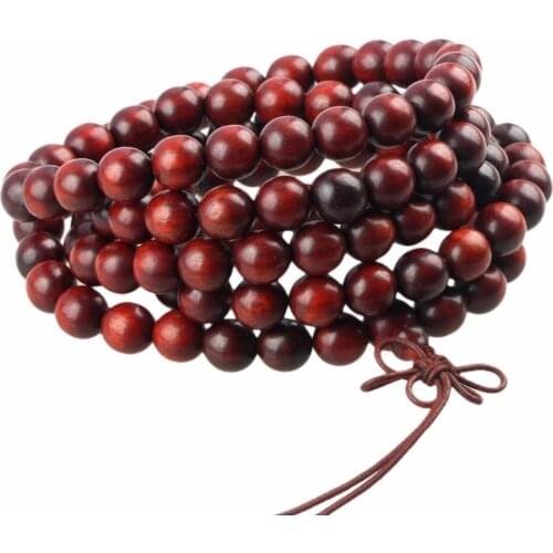 TUMBEELLUWA 8mm Blood Sandalwood Bracelet Necklace 108 Tibetan Buddhist Mala Prayer Beads
